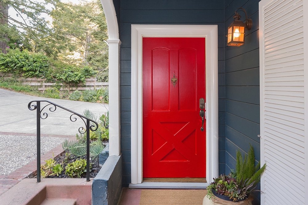 Entry Doors by Masterjack Window and Doors Red entry Door to a house
